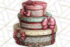 Vintage Gift Boxes Clipart PNG, Romantic Antique Boxes Product Image 5