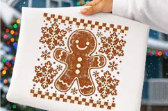 Rustic Gingerbread Man Christmas PNG, Vintage Holiday Png Product Image 4