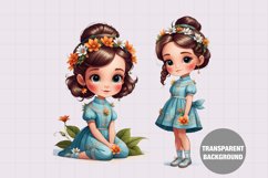 Vintage watercolor girl clipart Product Image 1