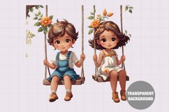 Best friends illustration, Vintage girl clipart Product Image 1