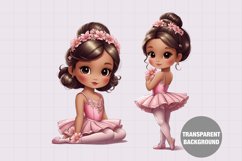 Ballerina in pink dress clipart, Vintage girl clipart Product Image 1