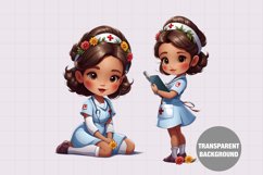 Watercolor girl doctor clipart, Vintage girl clipart Product Image 1