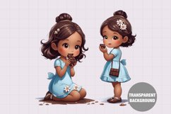 Little girl eating chocolate clipart, Vintage girl clipart Product Image 1