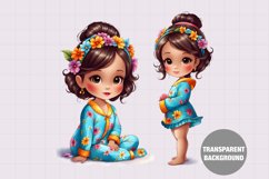 Little girl in pajama clipart, Vintage girl clipart Product Image 1