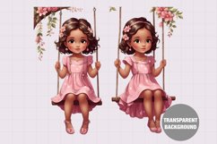 Best friends on swing clipart, Vintage girl clipart Product Image 1