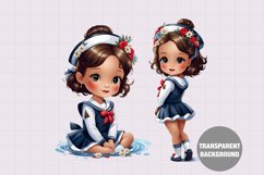 Nautical little girl clipart, Vintage girl clipart Product Image 1