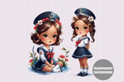 Nautical birthday girl, Sailor Vintage girl clipart Product Image 1