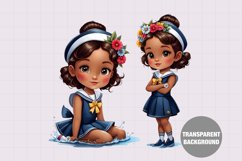Little girl in nautical dress clipart, Vintage girl clipart Product Image 1