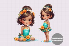 Summer Vintage girl clipart, Holiday clipart Product Image 1