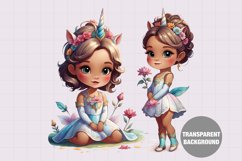 Girl in unicorn dress, Unicorn clipart Product Image 1