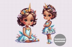 Watercolor unicorn girl illustration, Vintage girl clipart Product Image 1