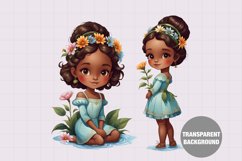 Watercolor little girl illustration, Vintage girl clipart Product Image 1