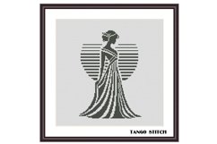 Vintage girl silhouette easy cross stitch pattern - Tango Stitch