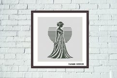Vintage girl silhouette easy cross stitch pattern - Tango Stitch