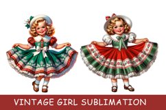 Cute Vintage Girl clipart, Vintage Girl Sublimation Product Image 1