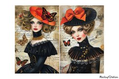 Whimsical Girls Portraits Junk Journal Printable Half Pages Product Image 2