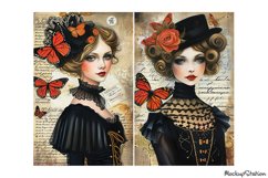 Whimsical Girls Portraits Junk Journal Printable Half Pages Product Image 3