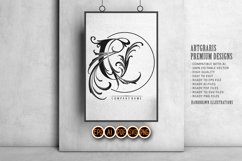 Vintage glamour floral U letter monogram logo monochrome Product Image 1