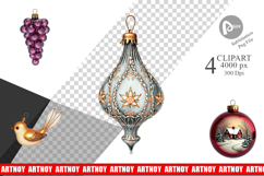Glass Christmas Ornaments Clipart Product Image 1