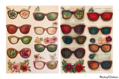 Vintage Glasses Scrapbook Papers Floral Background Ephemera Product Image 2
