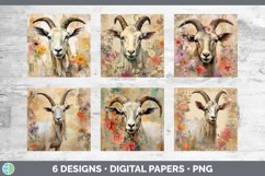 Bundle of six Decoupage Goats Paper Backgrounds designs.