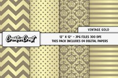 Vintage Gold Digital Papers, scrapbook backgrounds designs Product Image 1