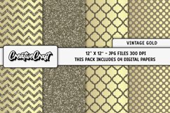 Vintage Gold Digital Papers, scrapbook backgrounds designs Product Image 1