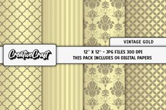 Vintage Gold Digital Papers, scrapbook backgrounds designs Product Image 1