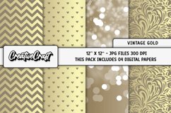 Vintage Gold Digital Papers, scrapbook backgrounds designs Product Image 1