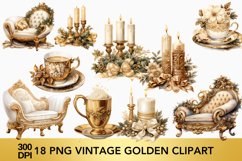 18 PNG vintage golden clipart, vintage golden Bundle Product Image 1