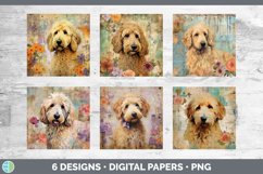 Bundle of six Decoupage Goldendoodles Paper Backgrounds designs.