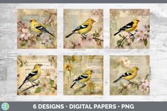 Bundle of six Decoupage Goldfinches Paper Backgrounds designs.