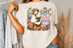 Vintage Goose Book Lover PNG,Floral Reading Duck PNG Product Image 2