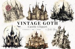 Vintage Goth Castle Clipart Product Image 1