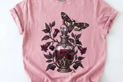 Vintage Gothic Botanical Potion Vial and Hawkmoth PNG Product Image 3