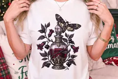 Vintage Gothic Botanical Potion Vial and Hawkmoth PNG Product Image 2