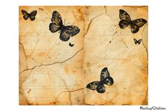 Old Paper Junk Journal Half Pages | Gothic Sepia Butterflies Product Image 3