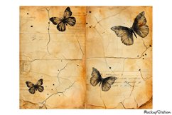 Old Paper Junk Journal Half Pages | Gothic Sepia Butterflies Product Image 5