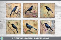 Bundle of six Decoupage Grackles Paper Backgrounds designs.
