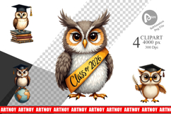 Vintage Graduation Owls Clipart Product Image 1