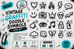 Vintage Graffiti Doodle Symbols Vector Icon Set Product Image 1