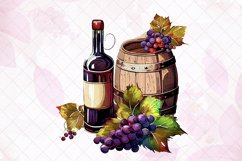 Vintage Grape Wine Bottle And Barrel Subliamtion Product Image 4