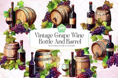 Vintage Grape Wine Bottle And Barrel Subliamtion Product Image 1