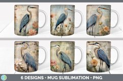 Bundle of six Decoupage Great Blue Herons Mug Wrap designs.