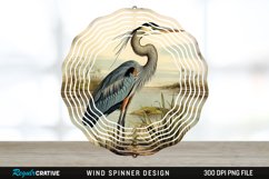 Vintage Great Blue Heron Bird Spinner Sublimation Design PNG Product Image 1