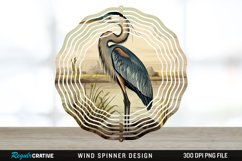 Vintage Great Blue Heron Bird Spinner Sublimation Design PNG Product Image 1
