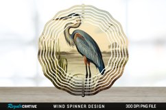 Vintage Great Blue Heron Bird Spinner Sublimation Design PNG Product Image 1