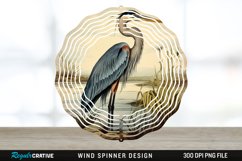 Vintage Great Blue Heron Bird Spinner Sublimation Design PNG Product Image 1