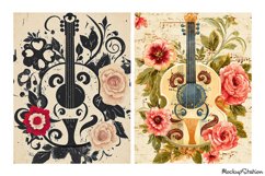 Vintage Guitar Junk Journal Pages |Retro Papers Product Image 2