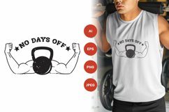 No Days Off, Kettlebell with Strong Arm Muscles Illustration Product Image 1